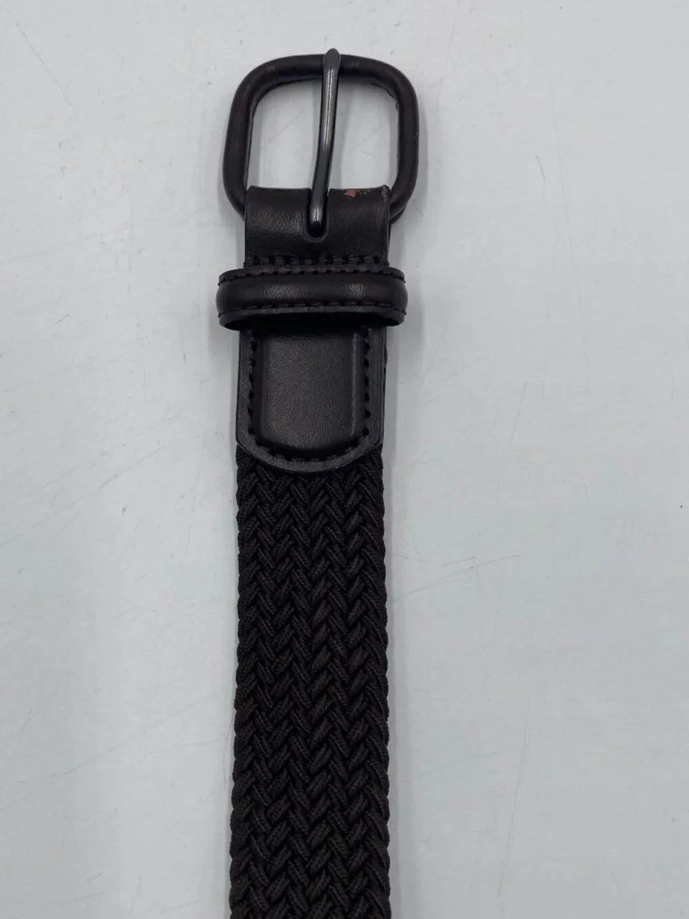 Elastic Fabric Braided Belt Stretch Woven Belt Brown Unisex Fits Up to 43